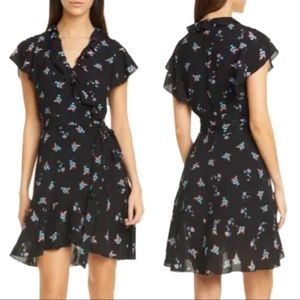 DVF Carmelita Ruffled Crepe Mini Wrap Dress S NWT